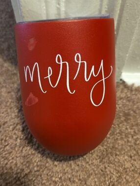 Red "Merry" Holiday Stemless Tumbler